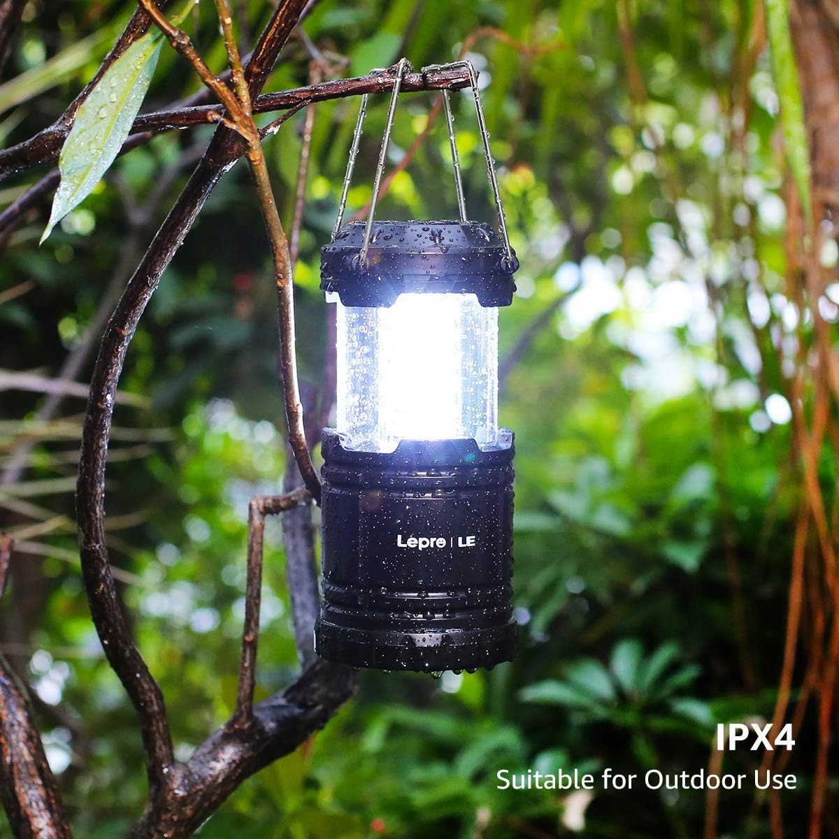 Lepro Portable LED Camping Lantern Outdoor 30 LEDs Flashlights IPX4 Water Resistant Lamp Battery Powered Light for Camping, Hiking, Survival kits for Emergency, Power Failure, Hurricane(4 Packs) - - 