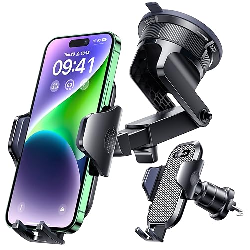 [2026 True Military-Grade] Car Phone Holder VANMASS [Upgraded Strongest Suction & Clip] Cell Phone Mount for Dashboard Windshield Vent Wall,Truck Cradle Stand for iPhone 17 Pro Max 16 15 14 13 Android