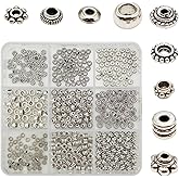 INSPIRELLE 450 Pieces Antique Silver Spacer Beads 4~5mm Metal Alloy Heishi Flat Rondelle Loose Beads for Bracelet Necklace Earring Jewelry Making