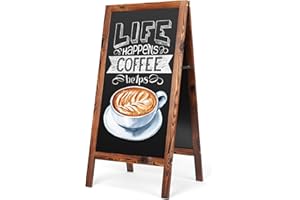 VOWNER A Frame Chalkboard 20”X 40”, Rustic Menu Standing Chalkboard with Magnetic, Freestanding Sign Board,Sandwich Board, Magnetic Board, Chalkboard for Restaurant, Cafe, Wedding, Festival Activity