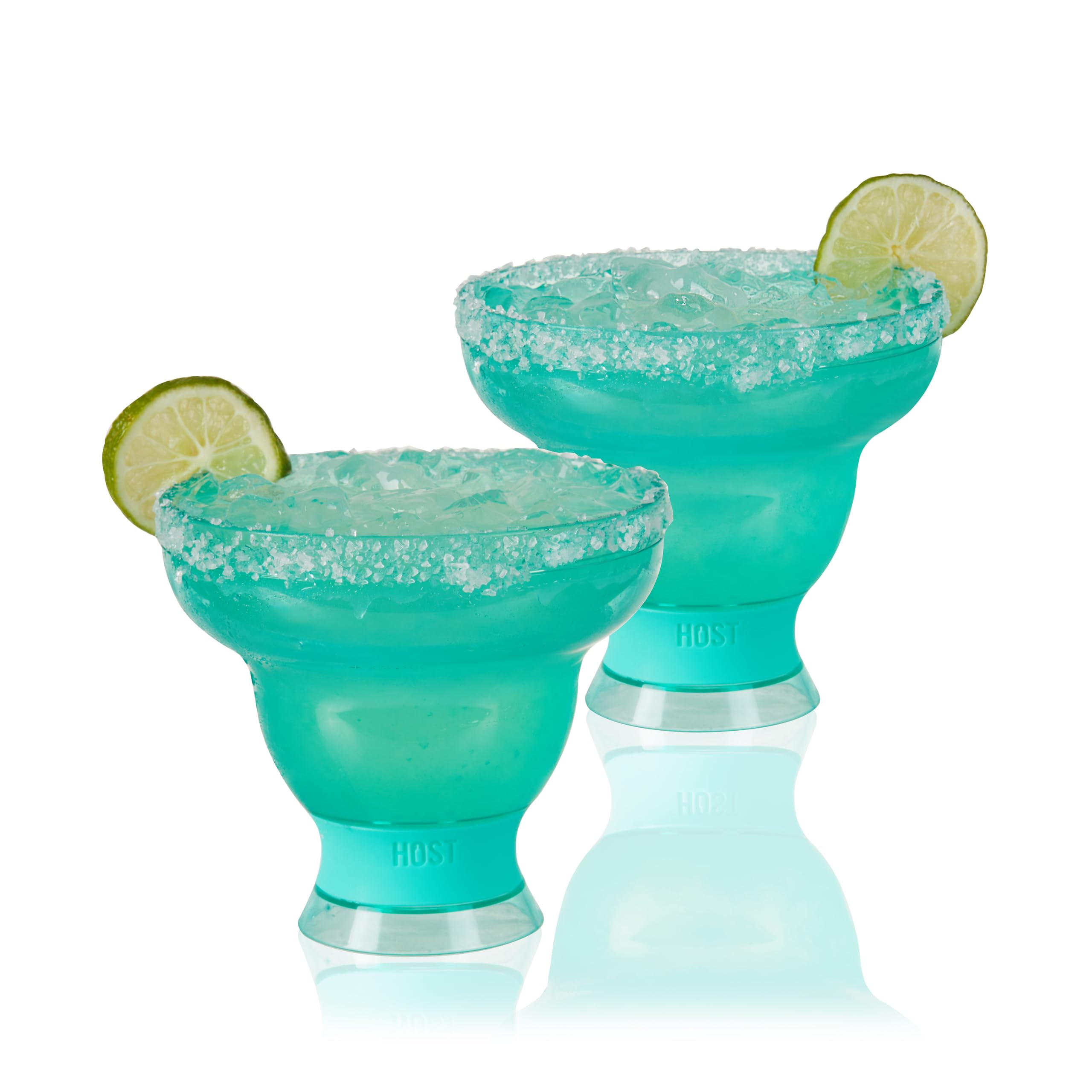 Host FREEZE Stemless Margarita Glasses, Insulated Plastic Cocktail Glasses for Frozen Drinks, Double Wall Chiller Cups for Daiquiri, Tiki Drinks, Home Bar, Party Gifts, 12 oz, Set of 2, Aqua Blue Image