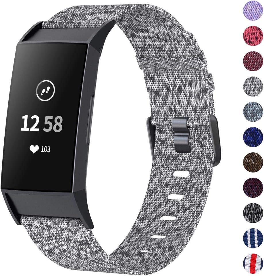 XIMU Strap Compatible with Fitbit Charge 3 Strap and Charge 3 SE Strap, Woven Soft Breathable Fabric Replacement Wristbands Strap Sports Accessories for Women Men
