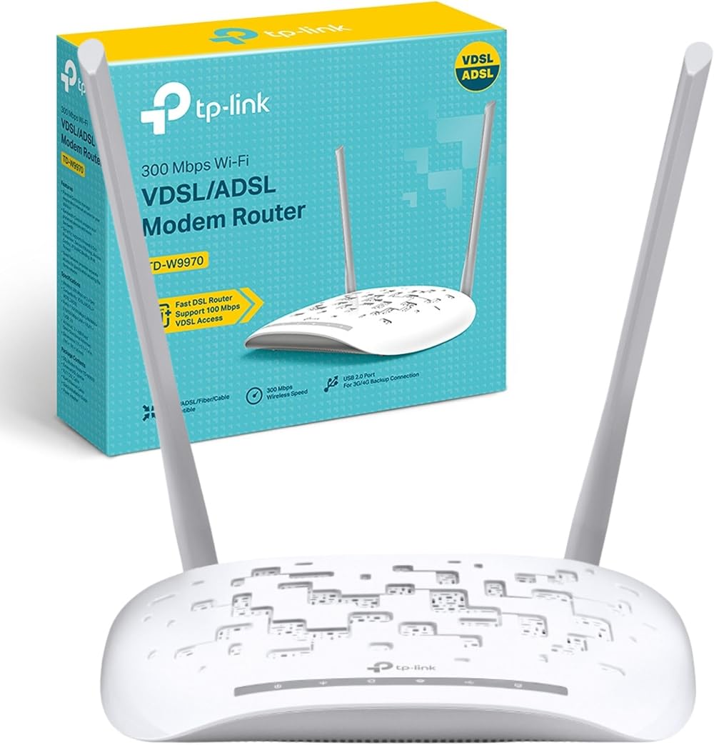 TP-Link TD-W9970 VDSL ADSL Modem Router 300Mbps WiFi 4G USB 2.0 WAN LAN Ports