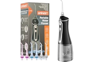 Water Flosser,Grinest 7 Modes Rechargeable Water Dental Picks for Teeth Cleaning Cordless Oral Irrigator Portable IPX7 Waterproof Tooth flossers for Home Travel-Black