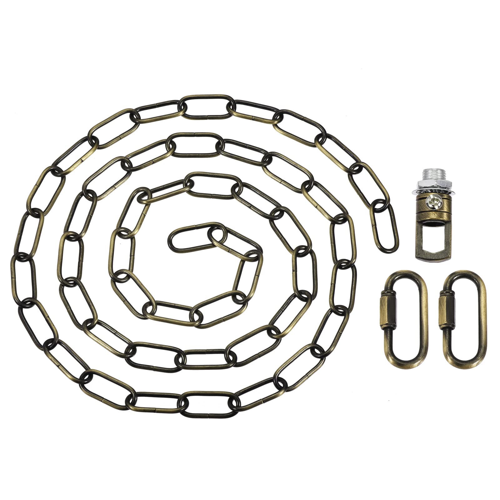 YOKIVE 1 Set Pendant Light Fixture Chain, 4mm Thick Chandelier Hanging Link with Connector Hooks Ring, Great for Ceiling Lights, Lamps (Bronze, 80-Inch)