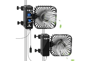 DAOTAILI 2-Pack 4” Grow Tent Fan With Temperature And Humidity Meter,Automatic Humidity Control,Oscillating Fan For Hydroponic Ventilation Circulation With Clips,Adjustable Speed Quiet Greenhouse