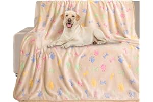 KOGSA Dog Blankets for Large Dogs,Soft Dog Blankets for Medium Dogs,Washable,Cute Paw Print Pet Blankets,Puppy Blanket Mat Cover for Couch,Bed,Crate,Waterproof Dog Throw Blankets(50x60 inch)