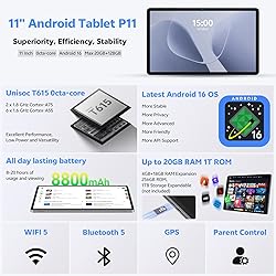 2025 Android 16 Tablet with Keyboard, 20GB+128GB 11