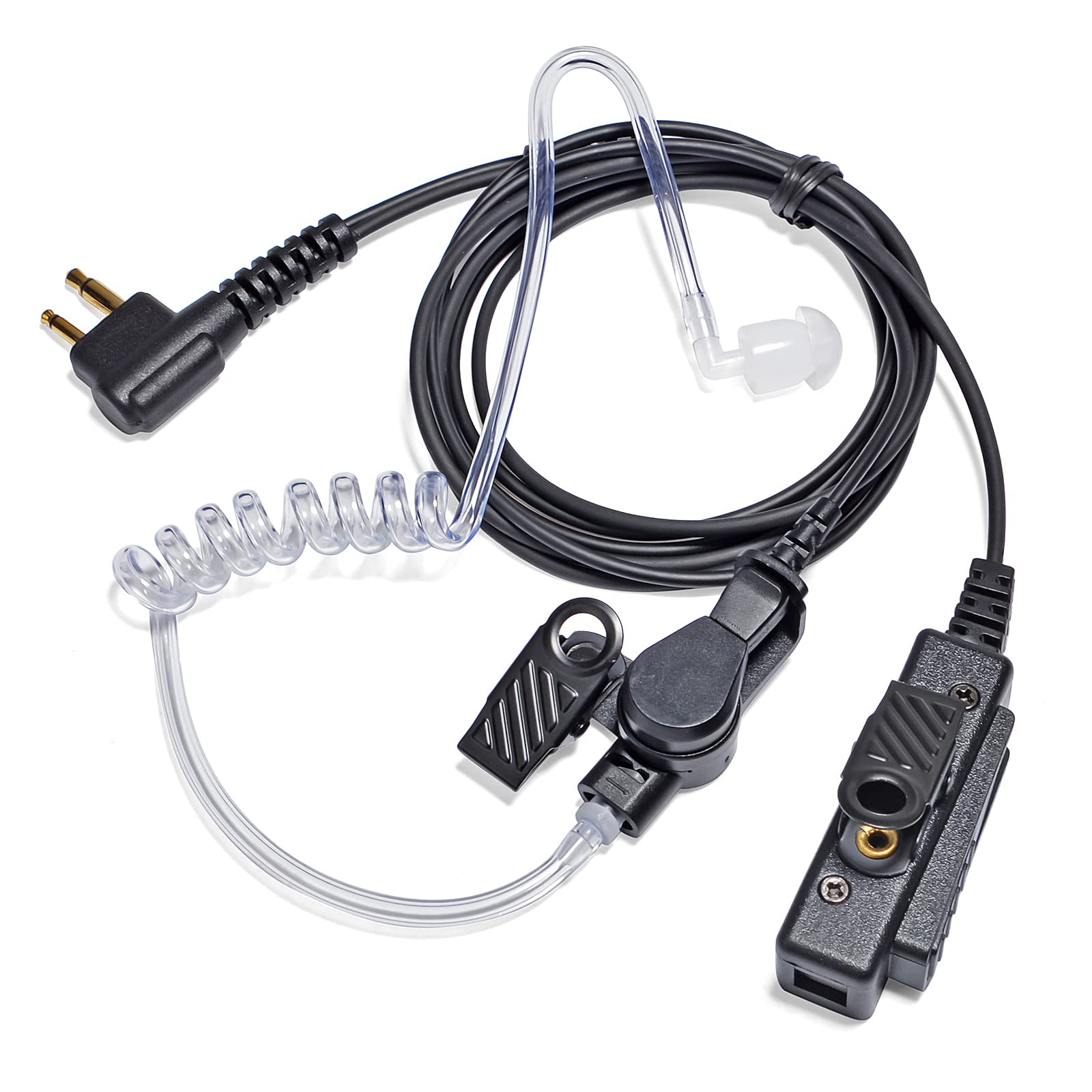 HYSHIKRA Earpiece Headset Compatible with Motorola CP88 CP040 CP100 GP88 GP280 GP300 Walkie Talkie with Transparent Acoustic Tube (1 pack with transparent tube)