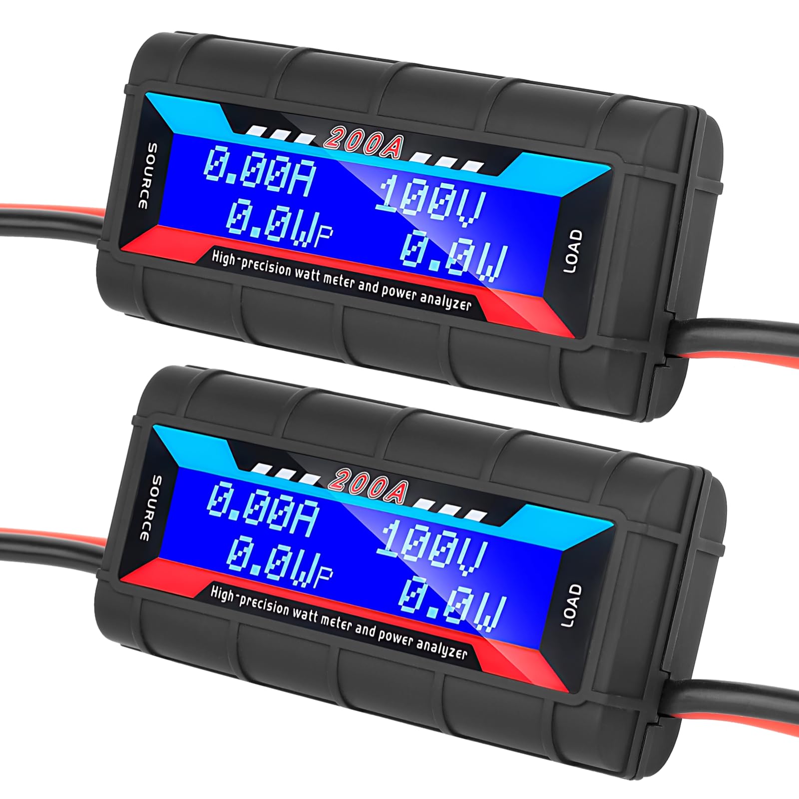 Photo 1 of 2Pack 200A 100V High Precision Watt Meter Power Analyzer Battery Consumption Performance Monitor with Backlight Digital LCD Screen Model Aircraft Power Meter with Manual