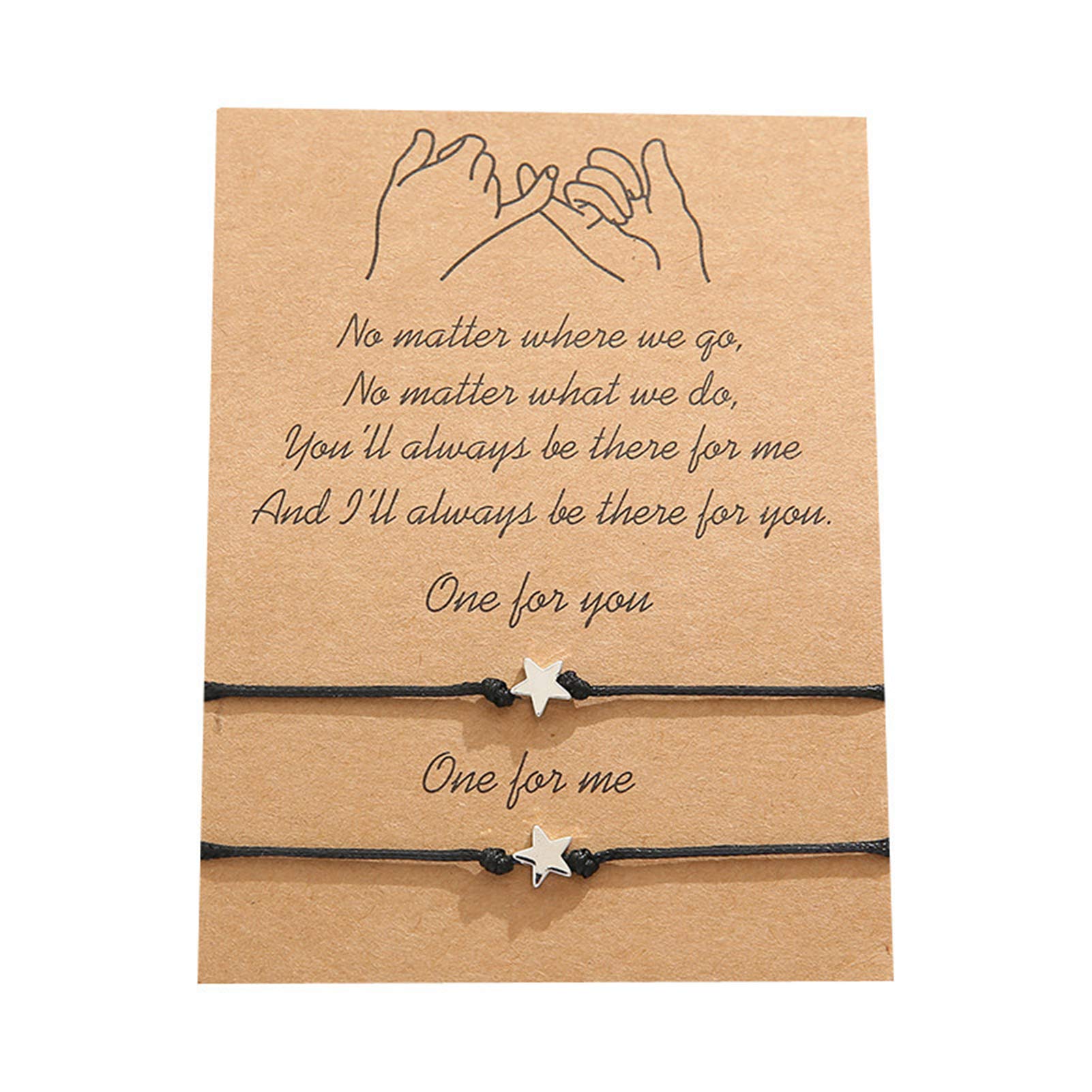 AILUOR 2-Piece Sunflower Pinky Promise Bracelet, Friendship Bracelets Best Friend Birthday Gifts Matching Long Distance Bracelet for Couples Friend Sister Mother Daughter (Five-pointed star)