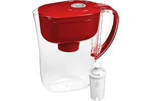Brita Metro Water Filter Pitcher with SmartLight Change Indicator, BPA-Free, Replaces 1,800 Plastic Water Bottles a Year, Lasts Two Months, Includes 1 Filter, Small - 6-Cup Capacity, Fiery Red