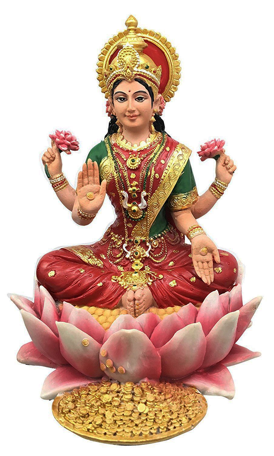Photo 1 of PT Pacific Trading Lakshmi Hindu Goddess on Lotus Statue Sculpture