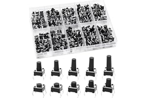 OUYTEU QTEATAK 200 Pcs 10 Value 4 Pins 6 x 6mm Micro Momentary Tact Tactile Push Button Switch Assortment Kit