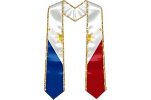 GXFCAI Country Flag Graduation Stole with Gold Glitter Velvet Ribbon 72-Inch, Graduate Honor Sash for College & High School