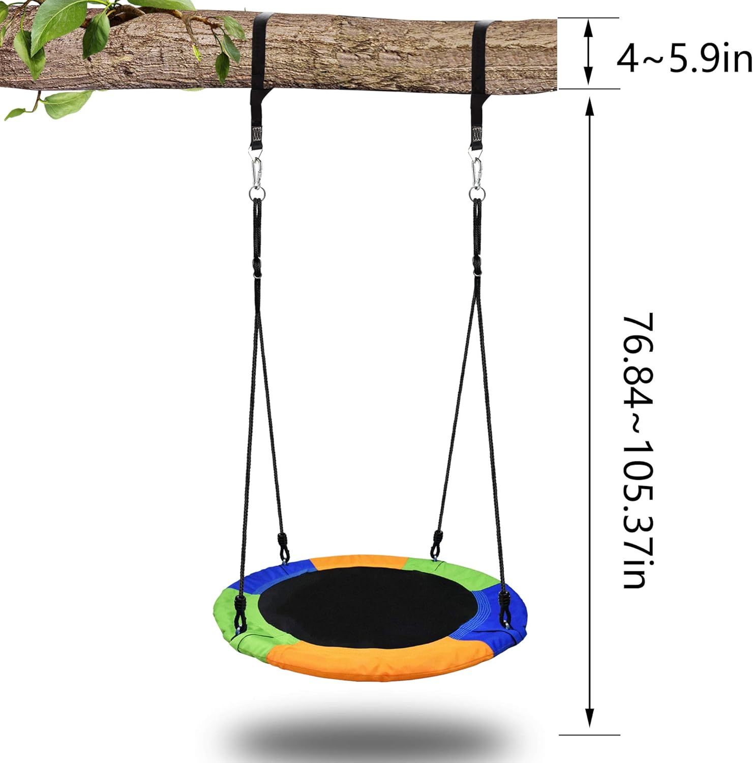 PACEARTH 40 Inch Saucer Tree Swing Flying 660lb Weight Capacity 2 Added Hanging Straps Adjustable Multi-Strand Ropes Colorful Safe and Durable Swing Seat for Children Adults: Kitchen & Dining