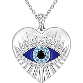 Jewmon 925 Sterling Silver Evil Eye Necklace for Women Lucky Turkey Eye of Proection Necklace Evil Eye Jewelry Gifts for Mom Daughter Grandma