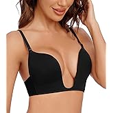 Wekofi Deep V Plunge Bras for Women Convertible Sexy Low Back Invisible Magic Wire Bra