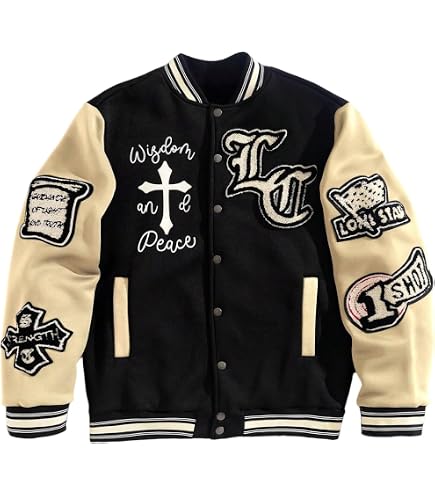 SOLY HUX Men's Corduroy Jacket Zip Up Y2k Letter Graphic Collared