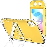 Switch Lite Case with Kickstand – Clear Hard Protective Shell with Stand, Shockproof Transparent Switch Lite Cover – Slim Fit Grip Case for Boys, Travel & Daily Gaming