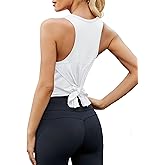 Mippo Workout Tops for Women Athletic Shirts Open Back Top Yoga Tank Gym Clothes Loose Fit