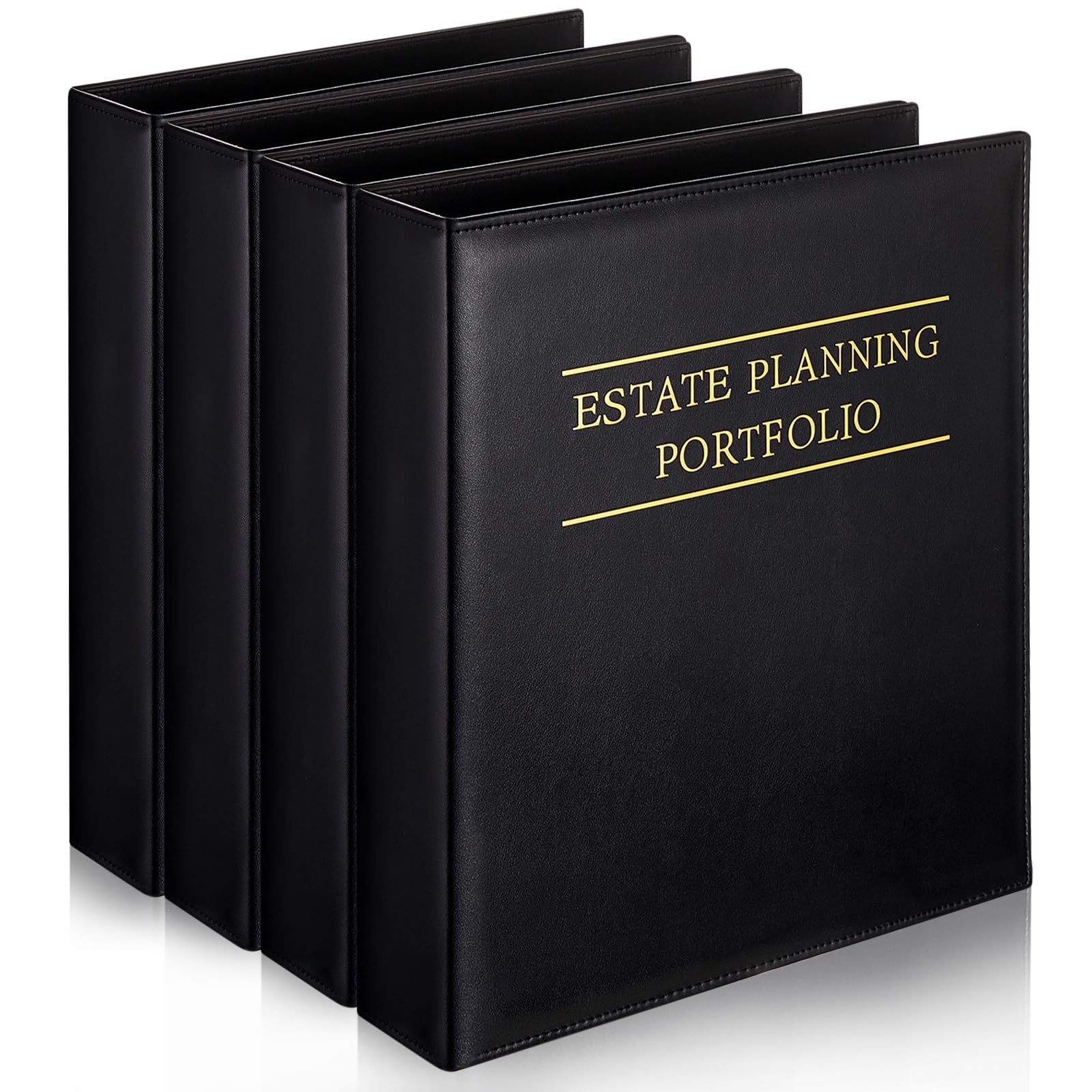 Photo 1 of Skyygemm Estate Planning Portfolio Binder PU Leather 3 Ring Binders with Gold Title and Index Tab Dividers, 11'' x 11.8'' x 2.4'' Estate Planning Organizer(Black)