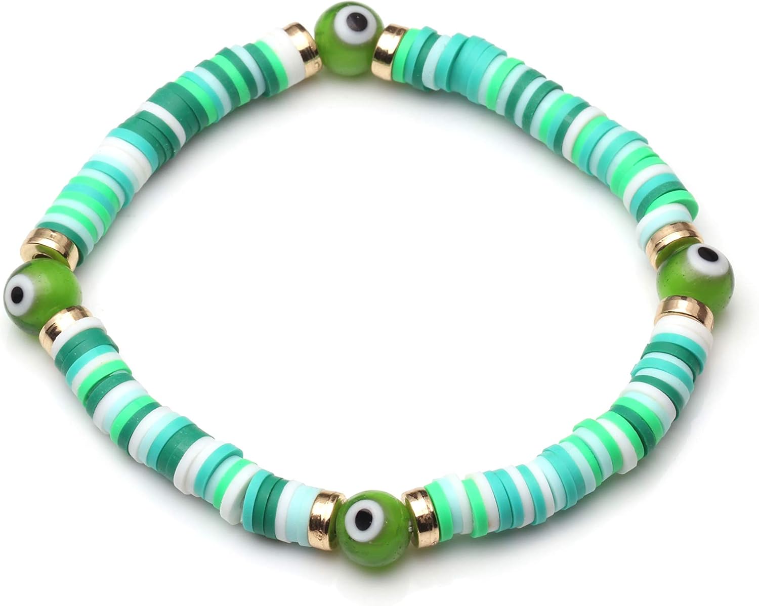 Boho Polymer Clay Disc Beads Evil Eye Stretch Bracelet Women Men New