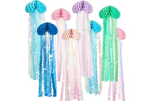 Homarkable Jellyfish Decorations, 8 Pcs Hanging Jellyfish Honeycomb, Blue Pink Purple Under The Sea Party Decorations, Paper Honeycomb Jelly Fish for Mermaid Ocean Themed Birthday Party Decor