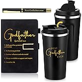 Skybooly 3 Pcs Godfather Appreciation Gifts from Godchild 17oz Stainless Steel Tumbler A5 Journal Ballpoint Pen Best Godfather Ever Gift for Men Valentines Proposal Birthday Baptism(Black)