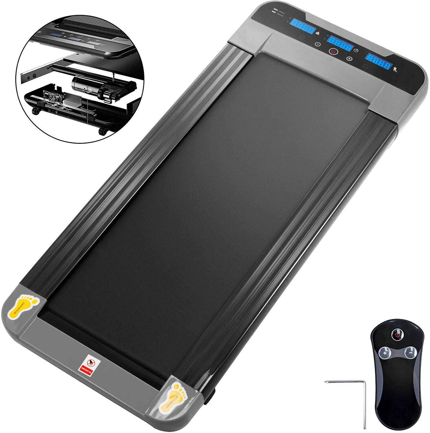 Hopopular Under Desk Walking Treadmill 220lbs Folding Smart Treadmill Fitness Slim Running