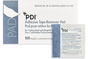 PDI Healthcare B16400 Adhesive Tape Remover Pad, 1.2" Width, 2.6" Length, Pack of 100