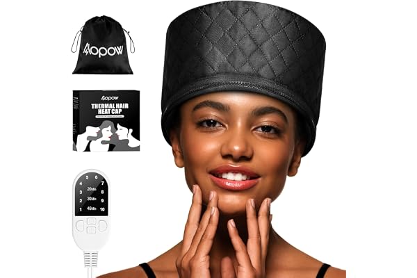 Hair Steamer for Natural Hair Home Use: Heat Cap for Deep Conditioning - Thermal Steam Cap for Black Hair Deep Conditioner wi