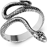 HZMAN Snake Ring Men Women Gothic Jewelry Retro Animal Fashion Personality Stainless Steel Ring