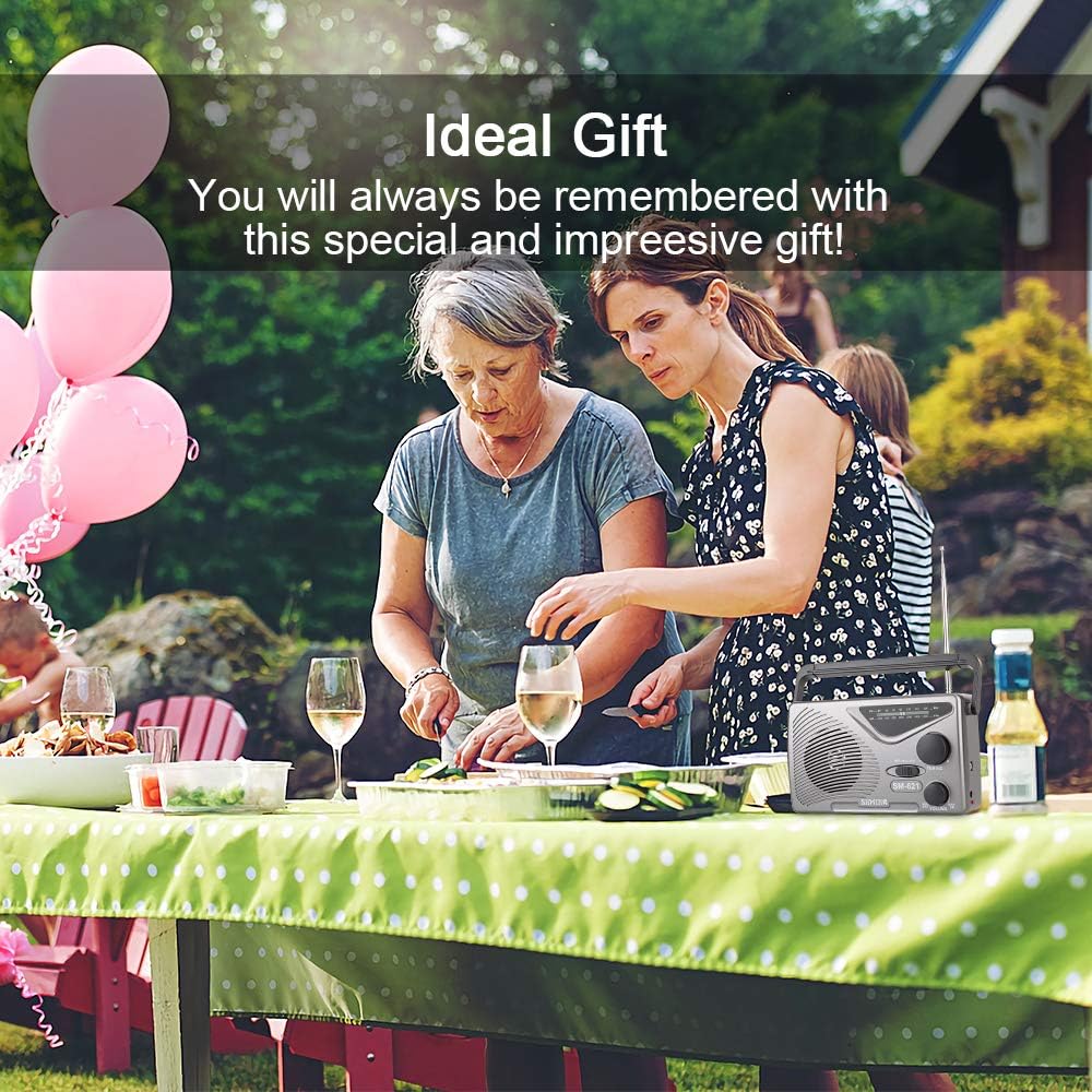 SEMIER AM FM Portable Radio, AC Power or Battery Operated by 2xD Cell Batteries Compact Transistor Radios, Big Speaker, Standard Earphone Jack and Large Knob (Battery not Included): Home Audio & Theater