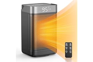 HOMRELEXA Portable Electric Space Heater - Small Desk Electric Heaters for Indoor Use, Fast Heating PTC Ceramic Space Heater with Adjustable Thermostat and Remote for Office Bedroom Home (Black)