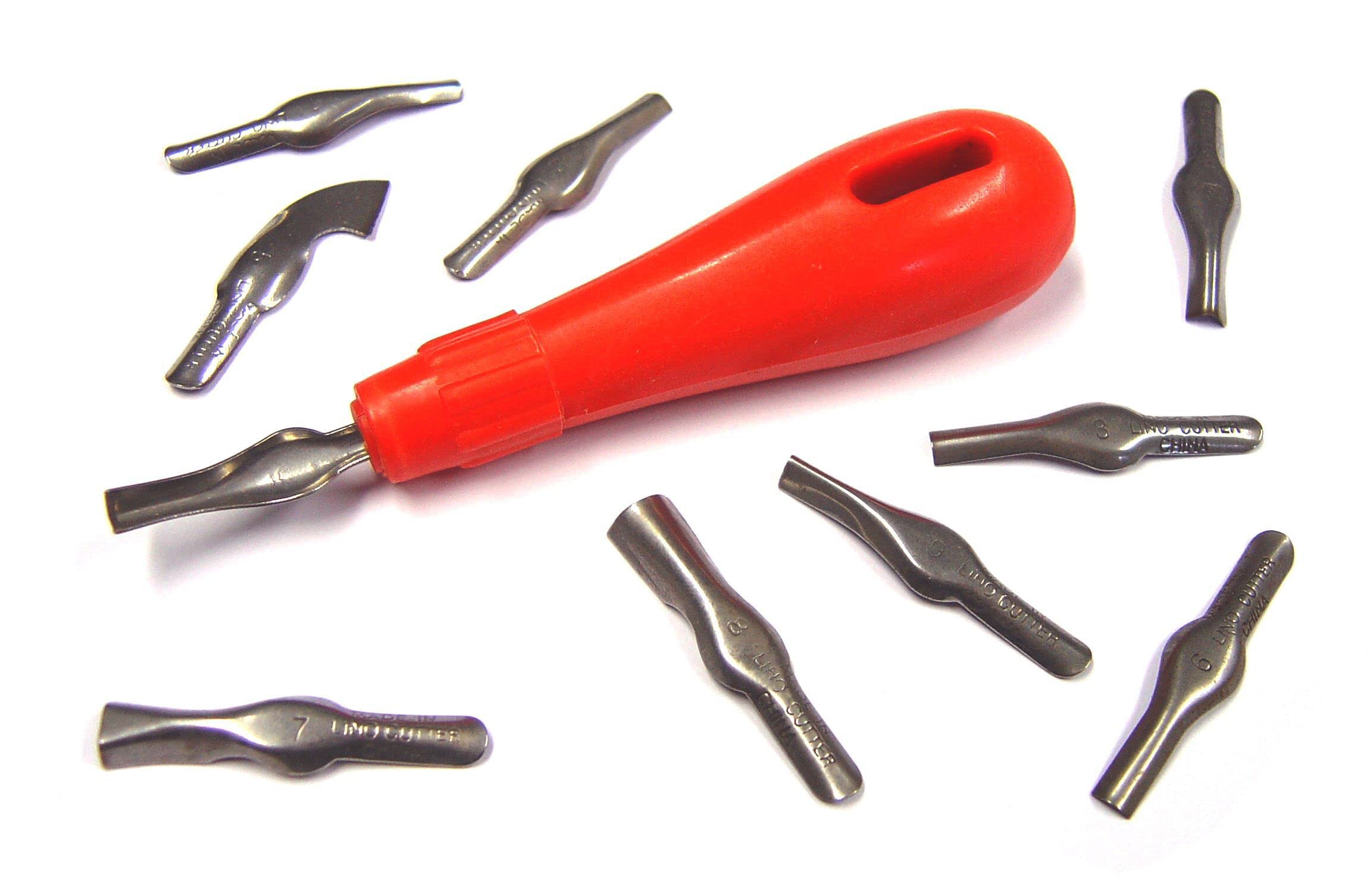 Major Brushes Lino Cutters Pack of 10 with Handle