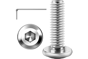 30Pcs M6 Bolts, M6 x 20mm Flat Head M6x1.0 Bolt Hex Socket Cap Screws Bolts, M6 Screws 304 Stainless Steel Furniture Screws Full Thread, Bright Finish & Hex Spanner by Mywish