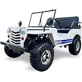 SYX MOTO 125cc Go Kart 4-Wheeler, 3-Speed Manual Transmission, 2 Seat, Electric/Kick Start, 35 MPH Top Speed for Teens &amp; Adults, Maximum Load 300 Lb, with Spare Fuel Tank and Spare Tire (White Blue)
