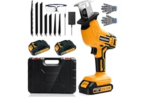 SKOVENSY Cordless Reciprocating Saw, 2.0Ah Battery x2, Cordless Variable Speed, Blades Kit for Wood/Metal/PVC Cutting YL4