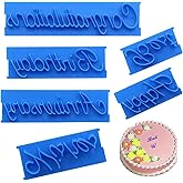 HilBeliFU 6Pcs Cake Stamp, DIY Handwritten Words Cake Mold, Multiple Blessing Cake Decorating Stamps, Plastic Letter Cake Mold Stamp Printing Tool for Making Bread, Biscuit, Bakery