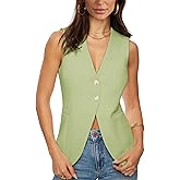Fallorchid Womens Business Button Sleeveless V Neck Vest Fully Lined Suit Jacket Waistcoat