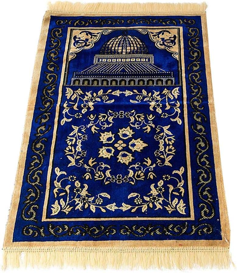 TOMOYOU Muslim Islamic Prayer Rug Salah Meditation Mat Worship Pilgrimage Blanket Vintage Carpet Islamic Travel Prayer Carpet Rectangular Hollow Imitation Cashmere