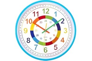 VINILITE Wall Clock for Kisd Telling Time Teaching Clock for Kids Silent Learning Clocks for Children Kids Room Decor for Bedroom Classroom Living Room