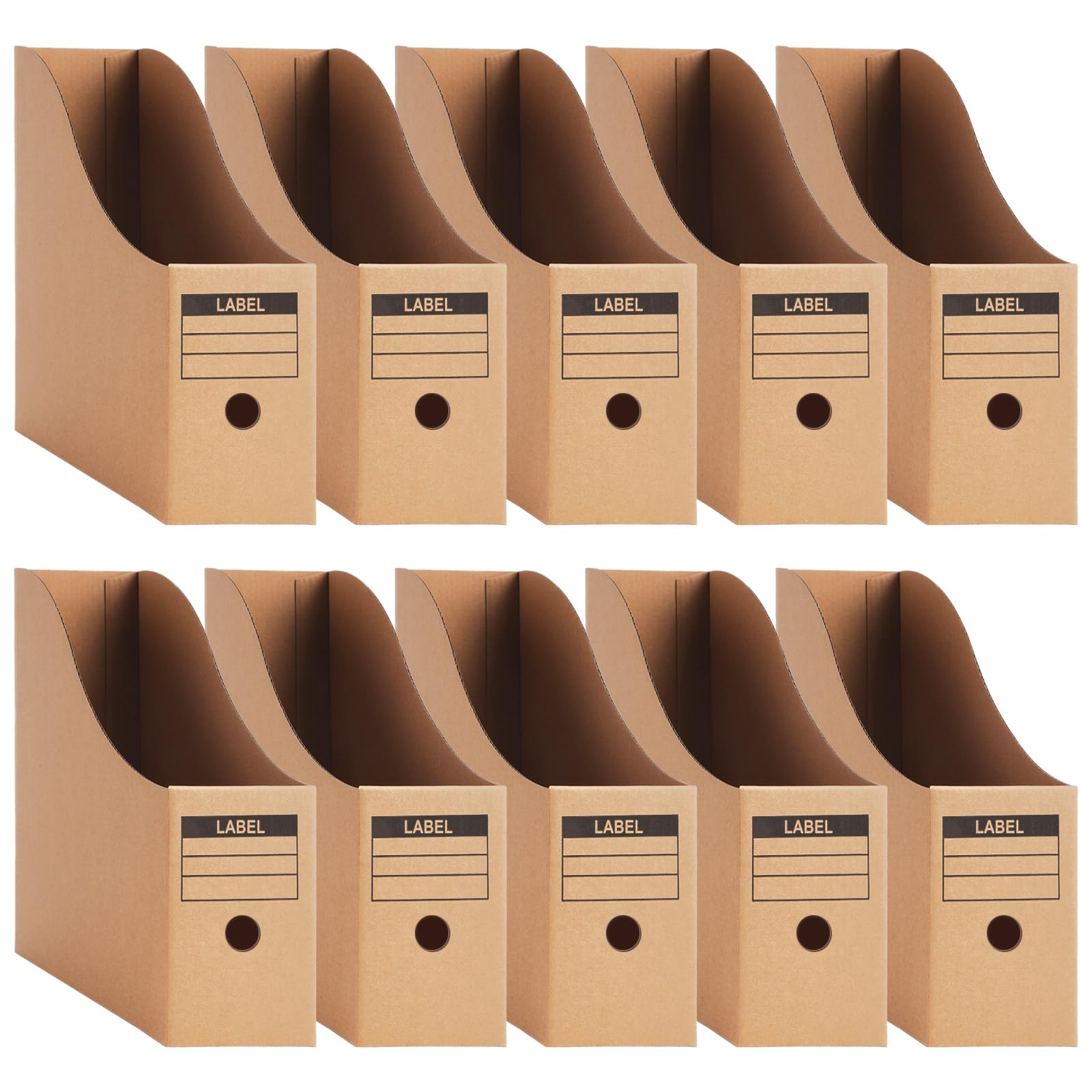 yuejuhe 10Pcs Magazine File Holder, Rack Cardboard Desk Organiser with Labels, A4 Kraft Paper Document Filing Box for School Office Desktop File Paper Divider Storage (10)