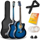 3rd Avenue Full Size Cutaway Electro Acoustic Guitar Bundle Blue 4/4 Beginner