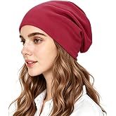 Cotton Slouchy Beanie for Men and Women, Oversized Thin Skull Cap | Lightweight 100% cotton slouchy beanie, oversized baggy skull cap, thin breathable sleep cap, unisex one-size stretch fit