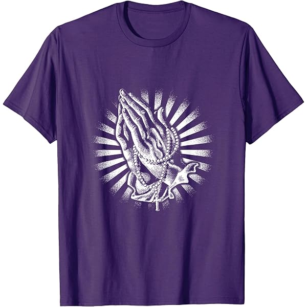 Amazon.com: Praying hands with a rosary T-Shirt : Clothing, Shoes