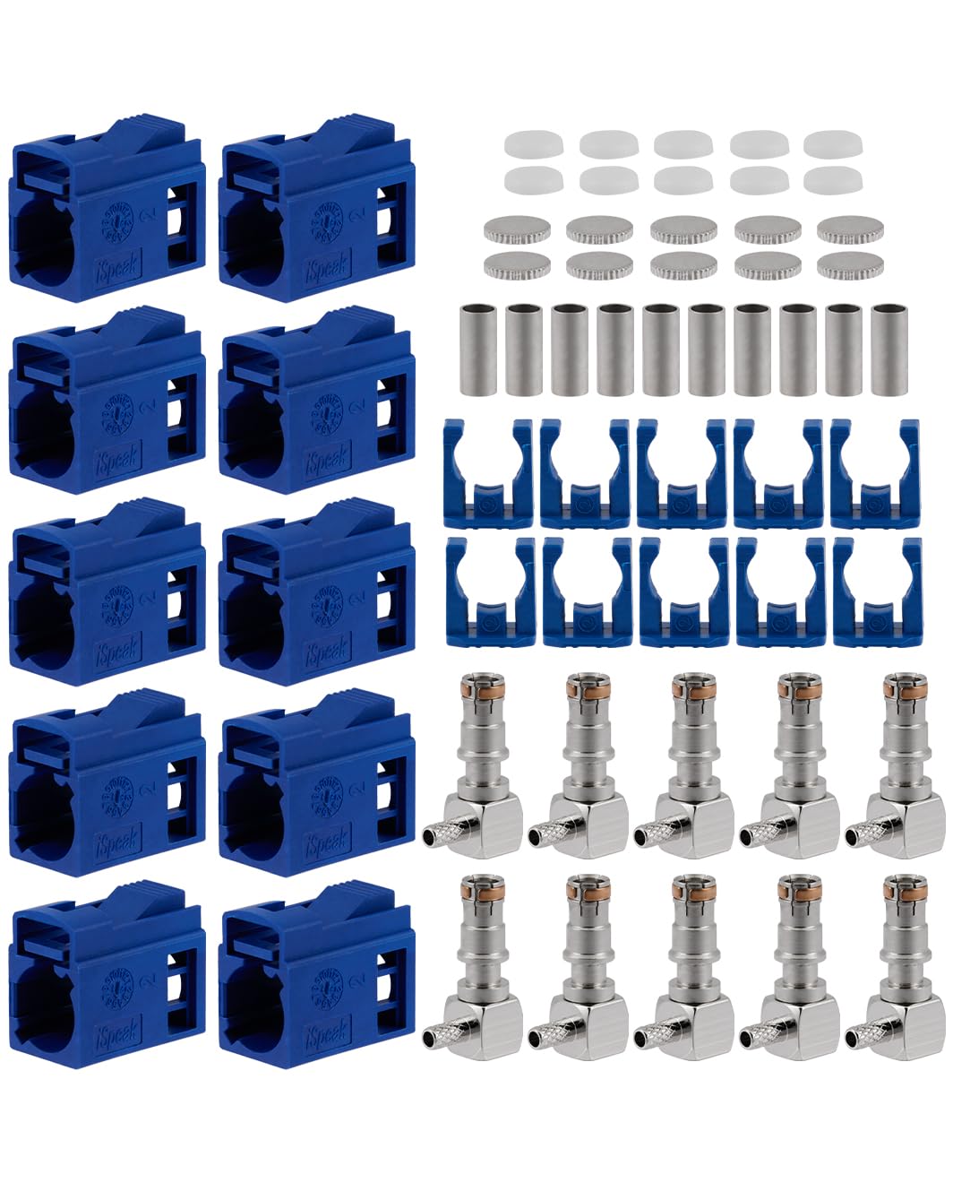 Vecys 10PCS Fakra C Female Crimp Connectors Fakra C Female Right Angle Blue Connector Coding Crimp for RG316 RG174 VLMR100 Cable