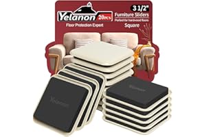 Yelanon Furniture Sliders, 20 pcs-3 1/2” Square Beige Furniture Sliders for Carpet, Furniture Pads for Hardwoods Floors，Furniture Movers Sliders, Reusable Moving Pads, Floor Protectors for Carpet