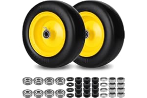 2Pcs 11x4.00-5 Lawn Mower Tires Flat Free, Upgraded 11x4-5 Zero Turn Mowers Front Tires With 3/4" 5/8" 1/2" Ball Bearings, 3.